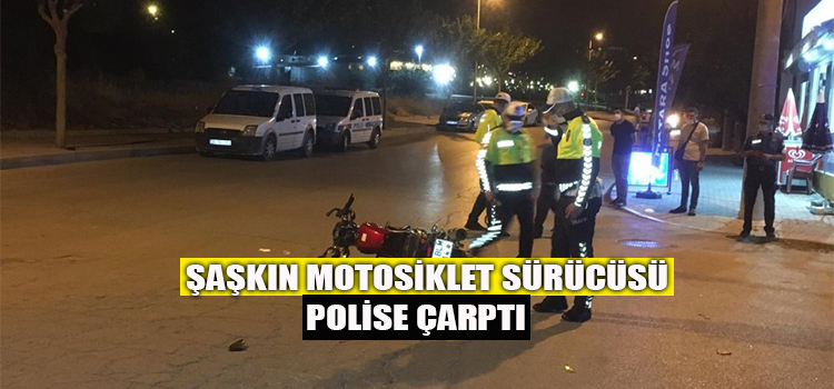 Denizli’de motosiklet polis aracına çarptı