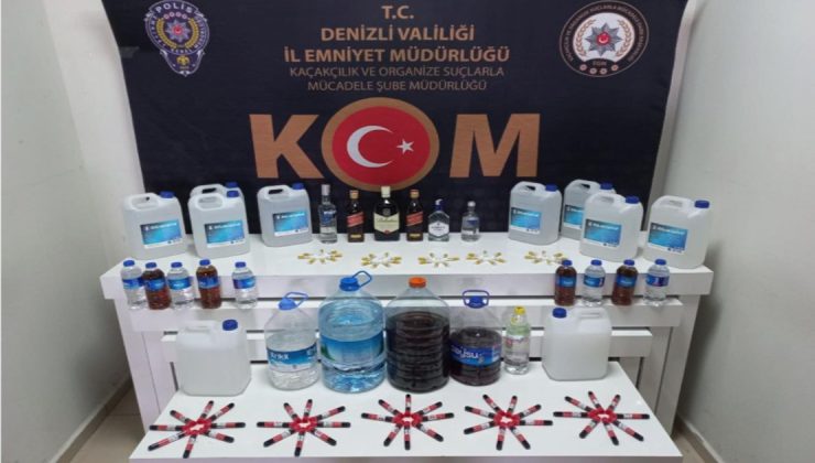 Denizli’de kaçakçılar litrelerce alkol ile yakalandı