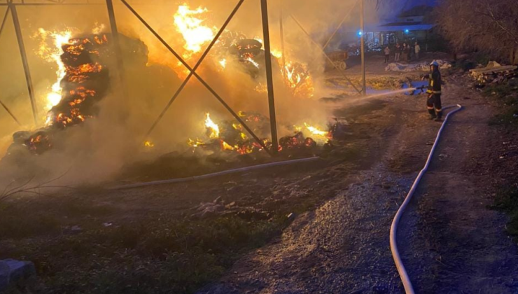 Denizli Sarayköy’de çıkan yangında samanlar alevlere teslim oldu!