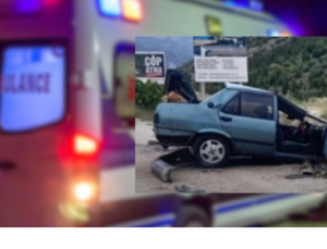 Denizli’de yağışların sebep olduğu bir kaza daha! Otomobil hurdaya döndü, 2 kişinin durumu ağır!