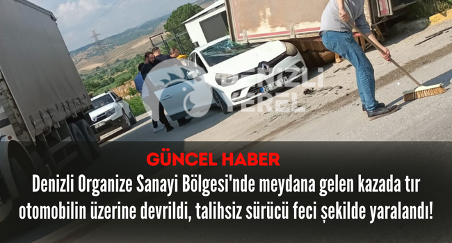 Organize’de feci kaza, kontrolden çıkan tır otomobilin üzerine devrildi!