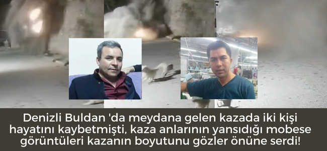 Denizli’de iki kişinin ölümüne neden olan kaza anları tüyler ürpertiyor, otomobil adete alev topuna dönerek yanıyor!