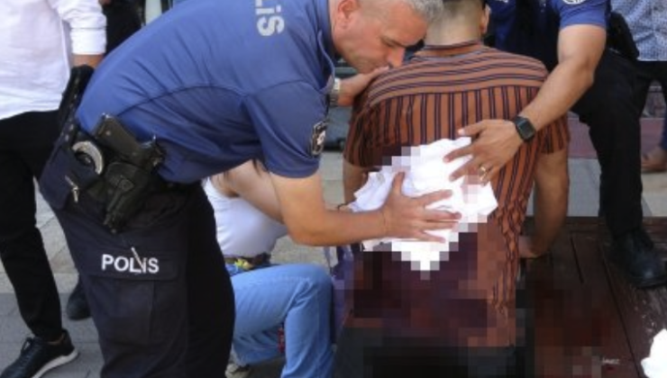 Denizli’de sokak ortasında dehşet, 6 yerinden bıçaklanan adam polislere sığındı!