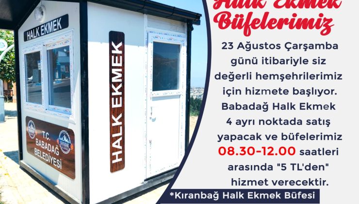 Babadağ’da Halk Ekmek Şubeleri hizmet vermeye başladı!