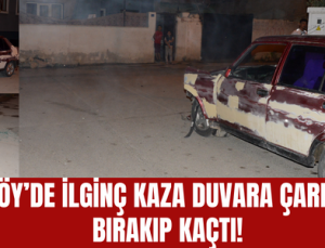 Sarayköy’de ilginç kaza duvara çarpan araç sürücüsü bırakıp kaçtı!