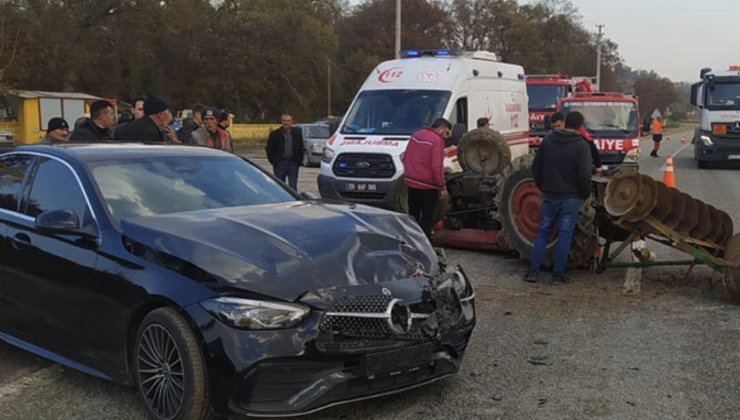 Denizli’de feci kaza! Devrilen traktör sürücüsü ucuz atlattı!